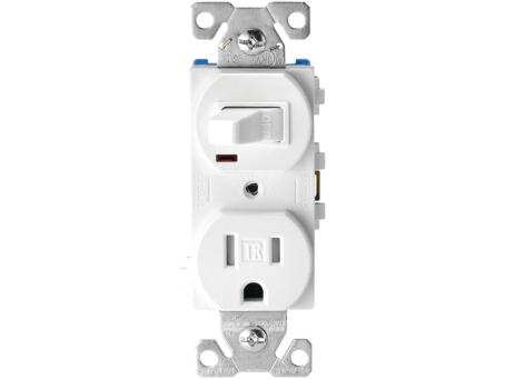 RECEPT/TOG SWITCH COMBO HEAVY DUTY TAMPER RESISTANT WHITE