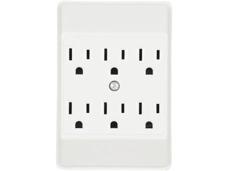 PLUG 6 OUTLET GROUNDED WIRE TAP WHITE