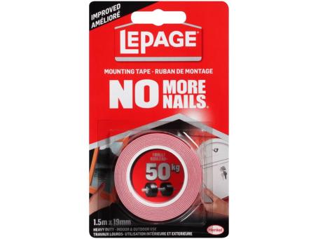 NO MORE NAILS MOUNTING TAPE 50KG 1.5m x 19MM